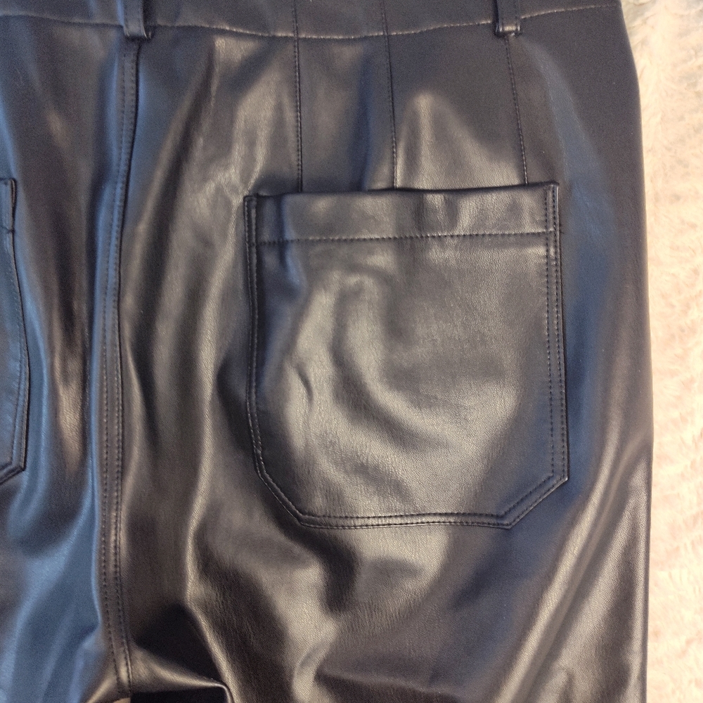 Maeve By Anthropology Black Faux Leather Pants Women's Size 32 - Picture 9 of 13
